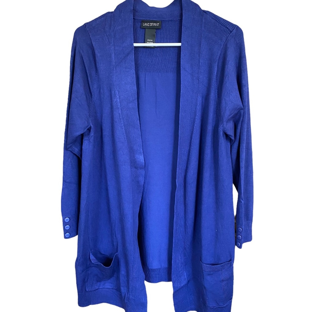Lane Bryant Women’s Open Front Cardigan Long Sleeves Navy Blue